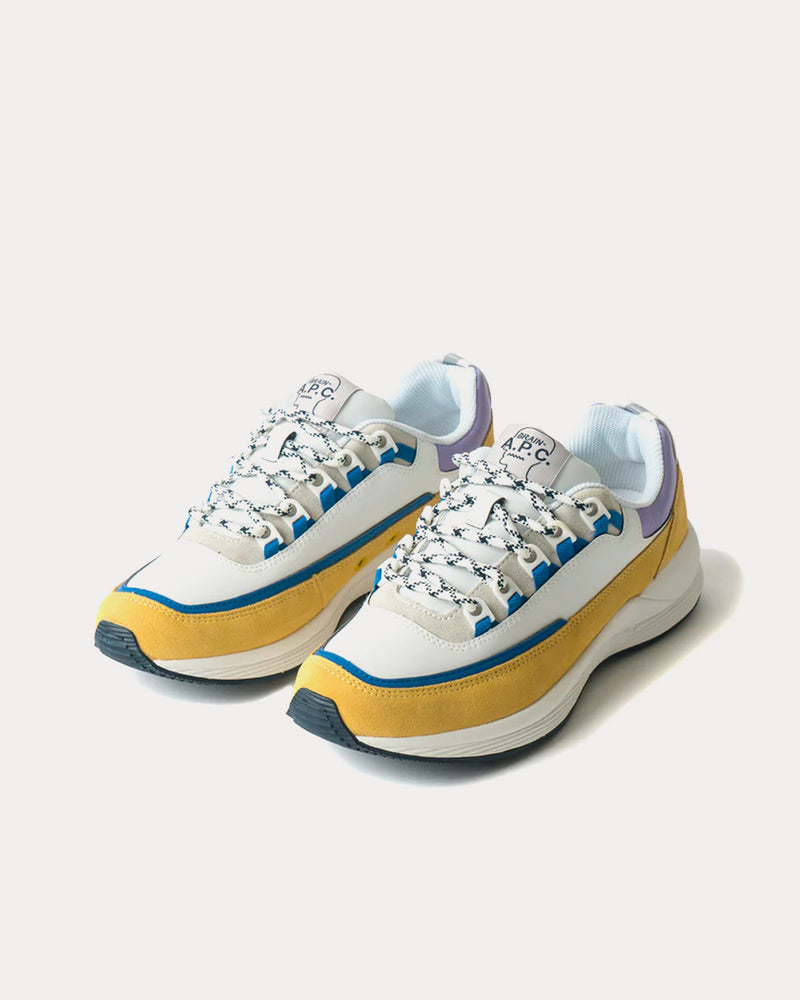 A.P.C. x Brain Dead Jay White / Yellow / Blue Low Top Sneakers - 3