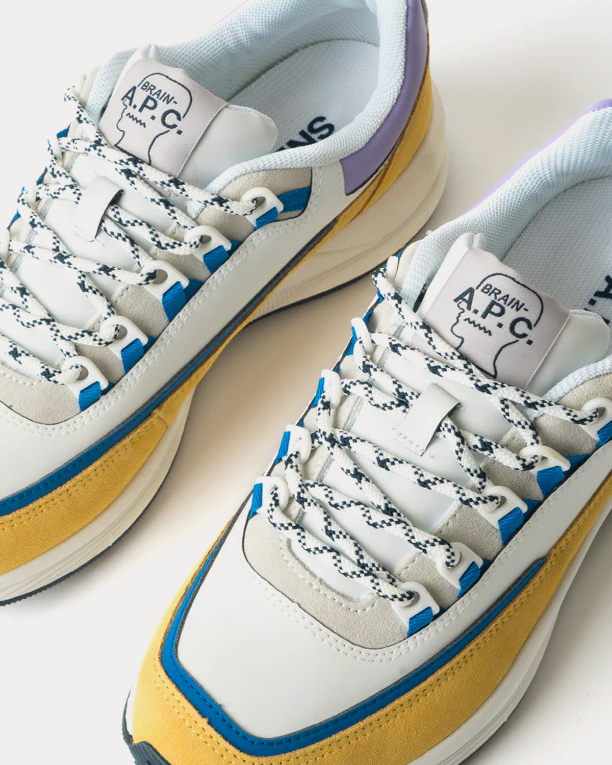 A.P.C. x Brain Dead Jay White / Yellow / Blue Low Top Sneakers - 5