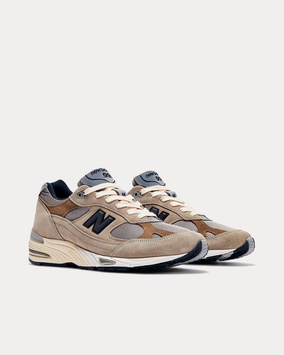 New Balance x Jjjjound MADE in UK 991 Cobblestone with Covert Green and Black Low Top Sneakers - 3