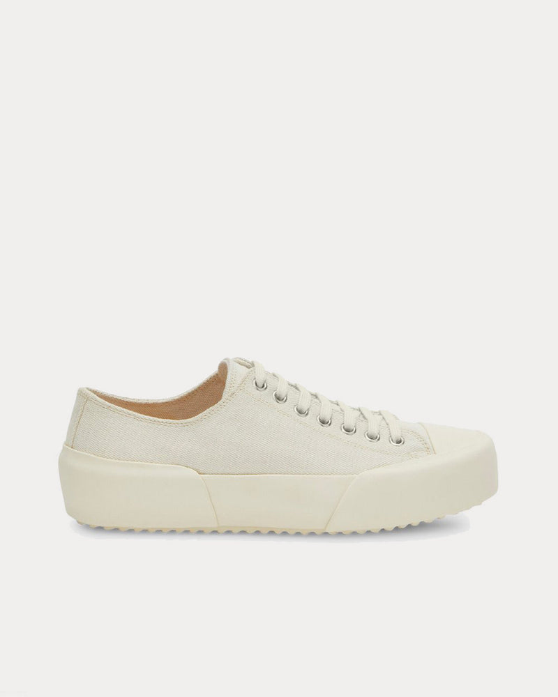 Jil Sander Lace-Up Canvas Natural Low Top Sneakers - 1