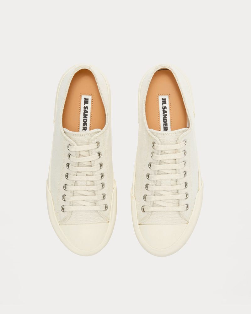 Jil Sander Lace-Up Canvas Natural Low Top Sneakers - 2