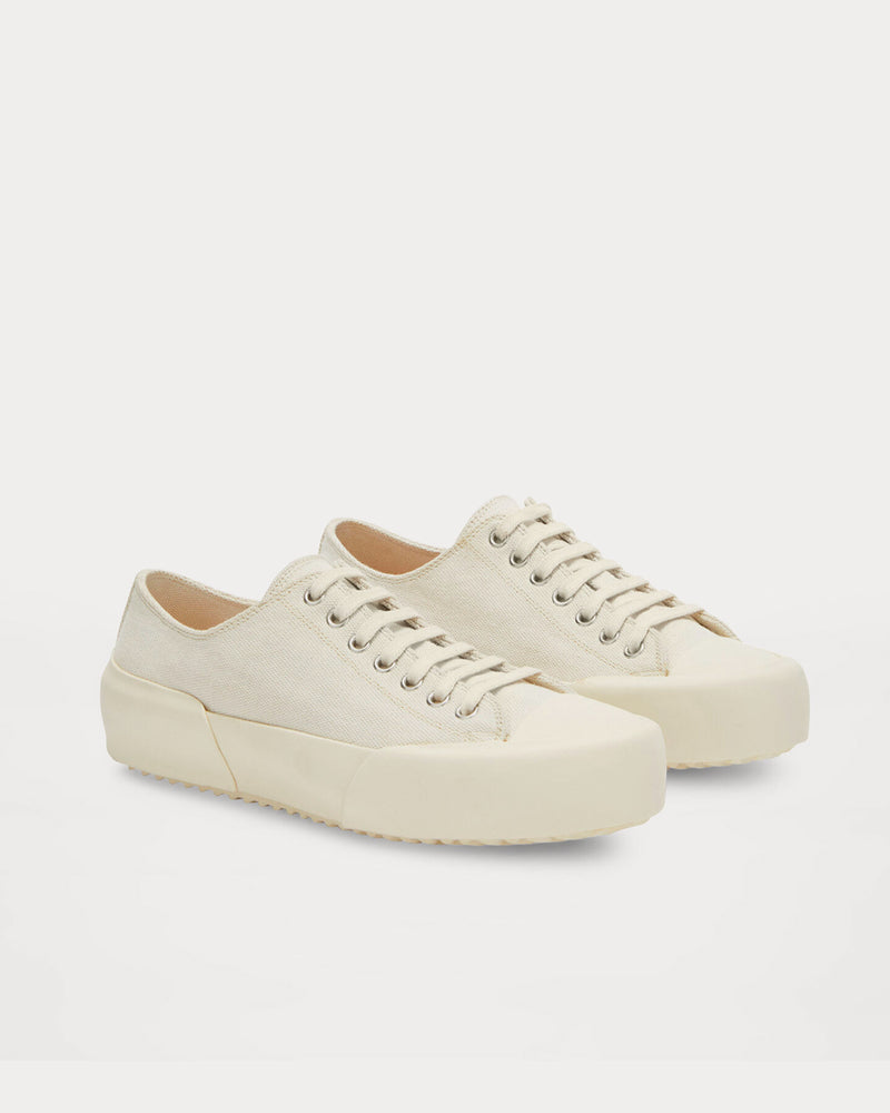 Jil Sander Lace-Up Canvas Natural Low Top Sneakers - 3