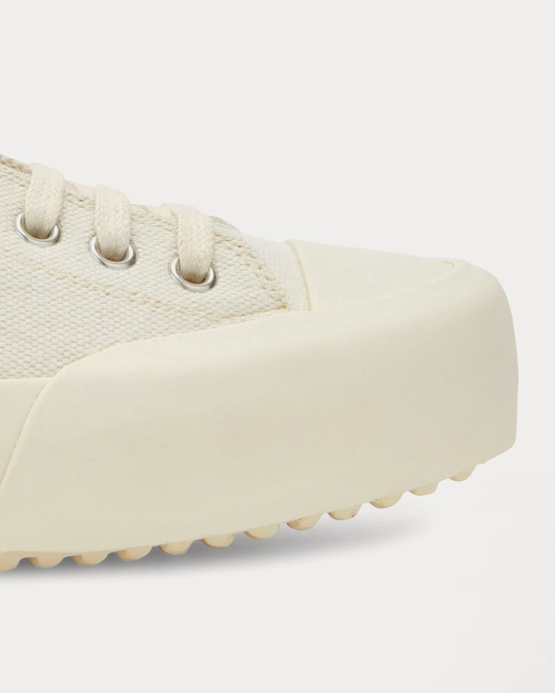 Jil Sander Lace-Up Canvas Natural Low Top Sneakers - 5