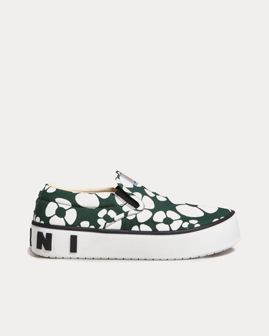 Marni x Carhartt Canvas Forest Green / Stone White Slip On Sneakers