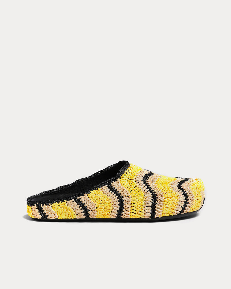 Marni x No Vacancy Inn Fussbett Crochet Raffia Sabot Yellow Slip Ons - 1