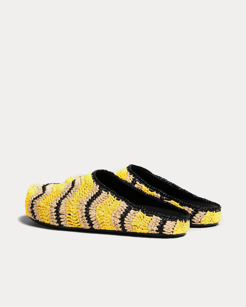 Marni x No Vacancy Inn Fussbett Crochet Raffia Sabot Yellow Slip Ons - 3