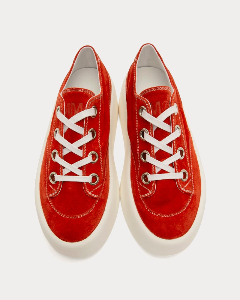 Maison Margiela MM6 Platform Suede Red Low Top Sneakers - 2