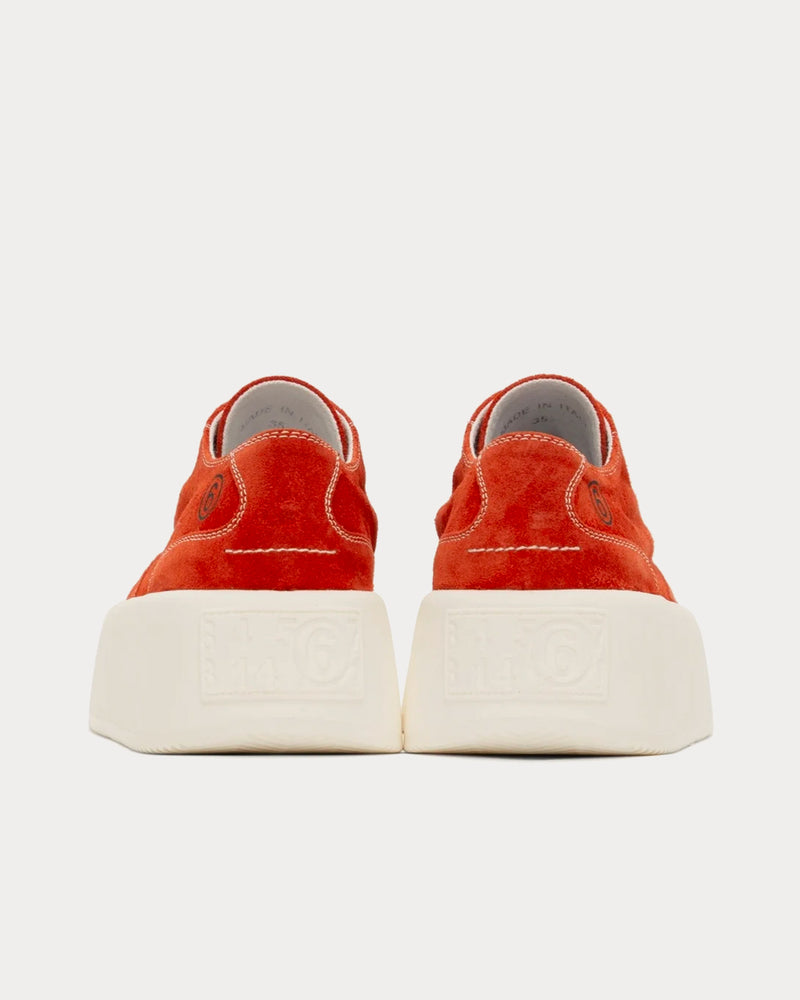 Maison Margiela MM6 Platform Suede Red Low Top Sneakers - 3