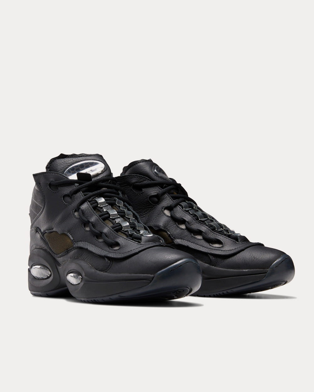 Reebok X Maison Margiela Question Mid Memory Of Basketball Shoes Black / Cloud White / Black Mid Top Sneakers - 3