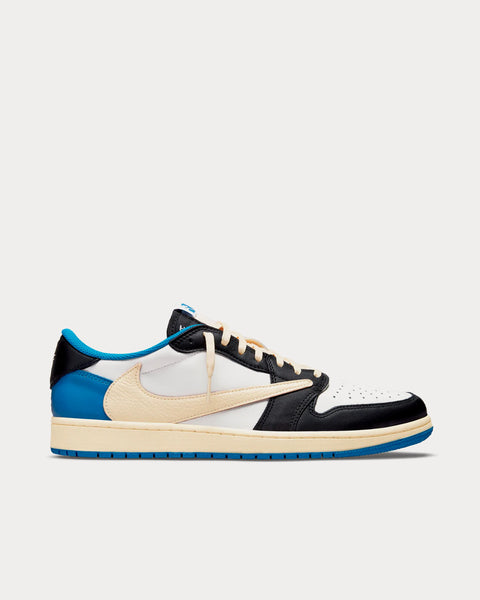 Nike x Travis Scott Fragment Design Air Jordan 1 Low OG Sail / Blue / Black Low Top Sneakers - in Peace