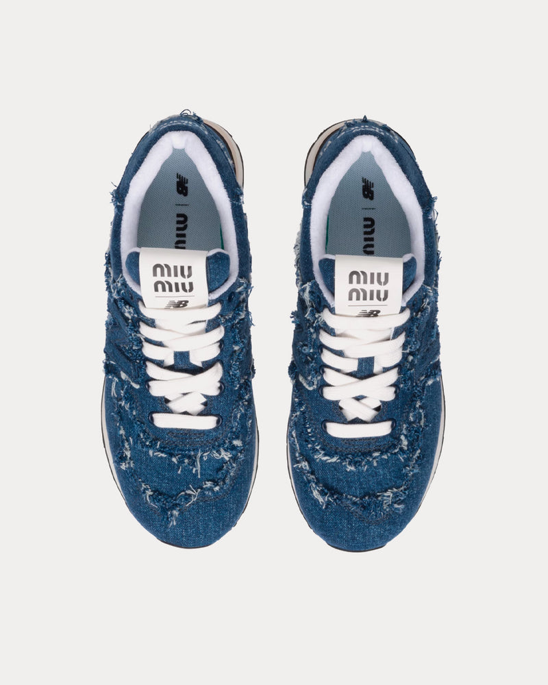 New Balance x Miu Miu 574 Denim Blue Low Top Sneakers - 2