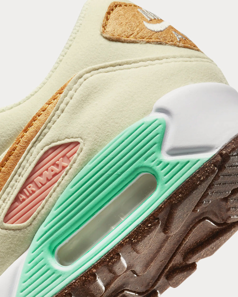 Nike Air Max 90 LX Coconut Milk / Green Glow / Light Bone / Metallic Gold Low Top Sneakers - 6