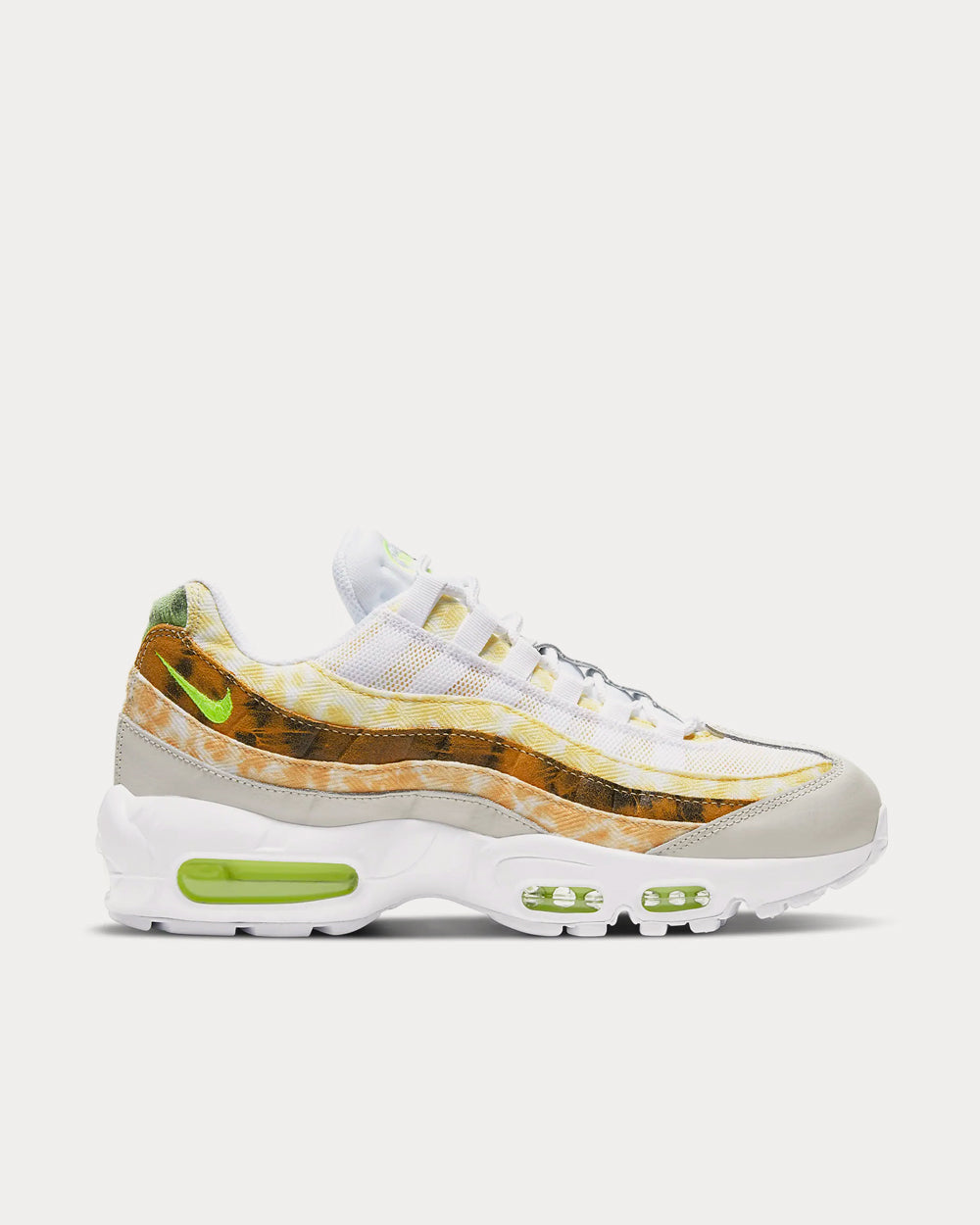 Nike Air Max 95 White, Light Bone, Dark Smoke Grey, Barely Volt Low Top Sneakers - 1