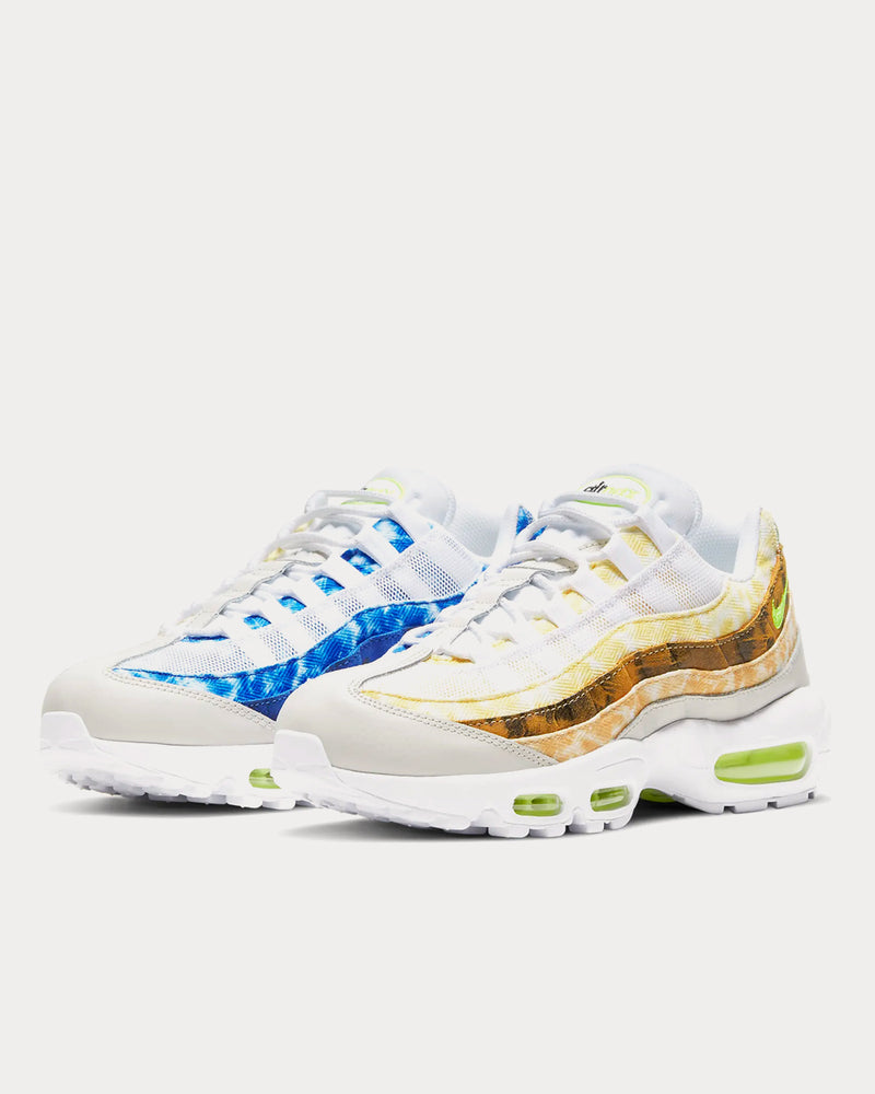 Nike Air Max 95 White, Light Bone, Dark Smoke Grey, Barely Volt Low Top Sneakers - 3