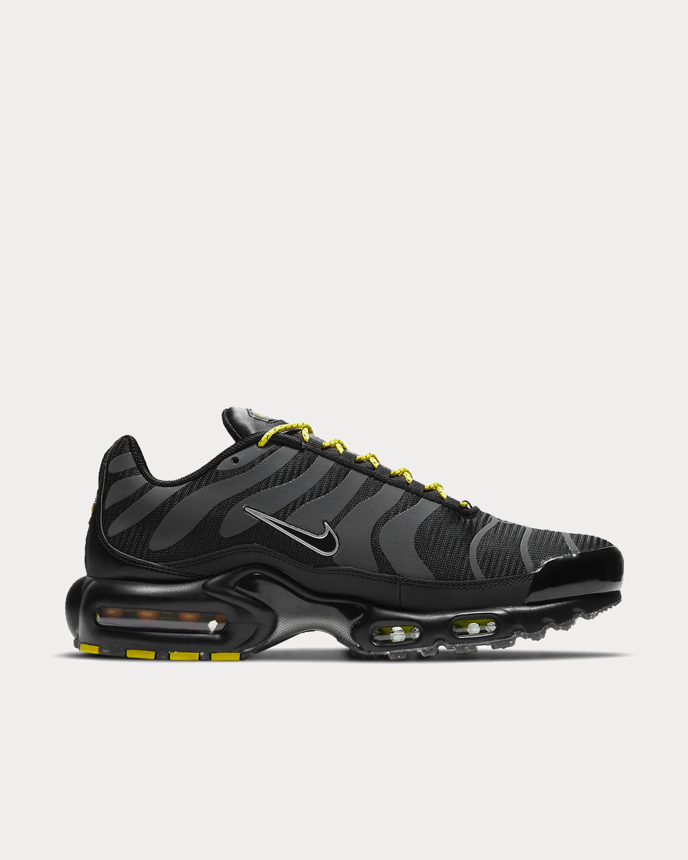 Nike Air Max Plus Black Metallic Silver Opti Yellow Black Low Top Sneakers Sneak in Peace