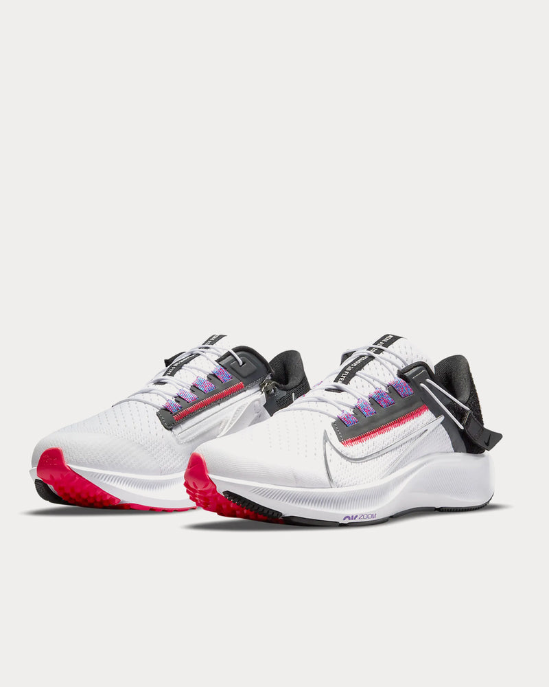 Nike Air Zoom Pegasus 38 FlyEase White / Black / Flash Crimson / Metallic Silver Running Shoes - 2