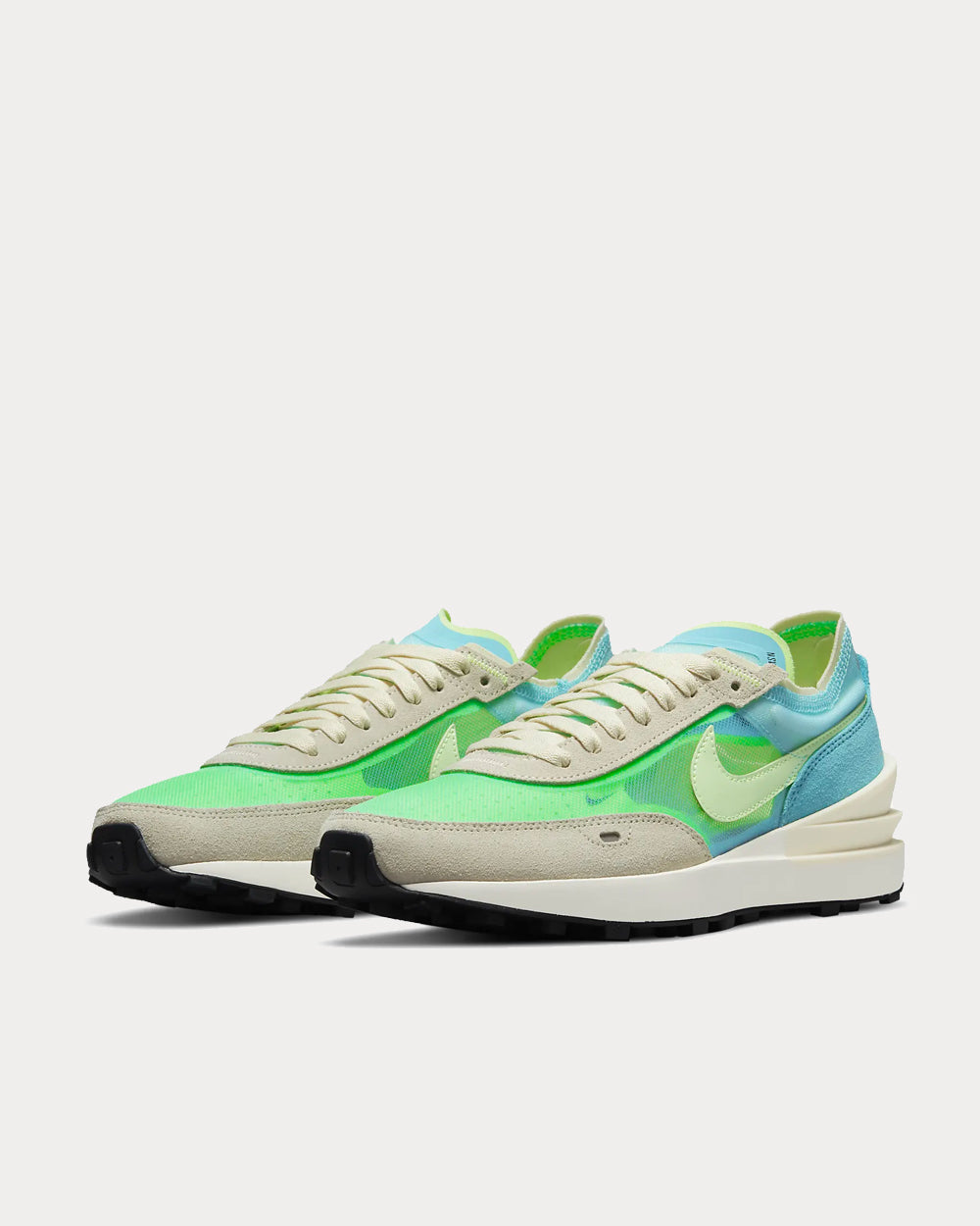 Nike Waffle One Bleached Aqua / Coconut Milk / Sail / Lime Glow Low Top Sneakers - 2