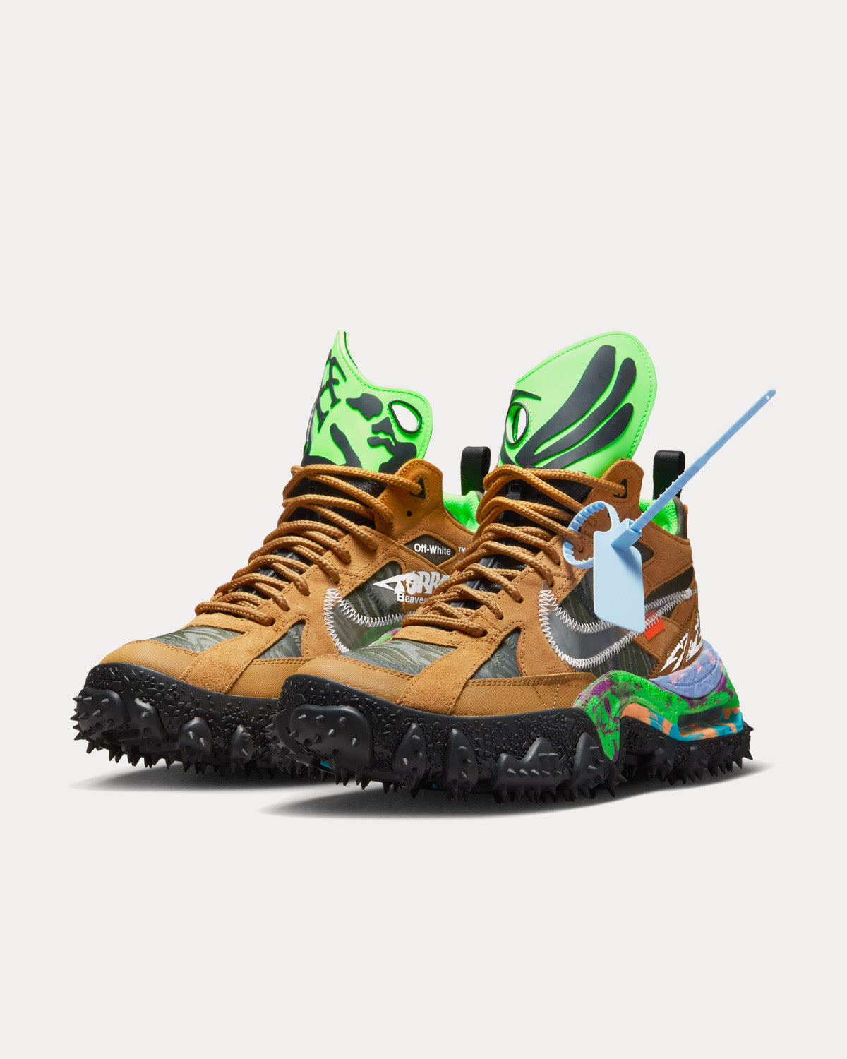 Nike x Off-White Terra Forma Wheat and Green Strike Low Top Sneakers - 3