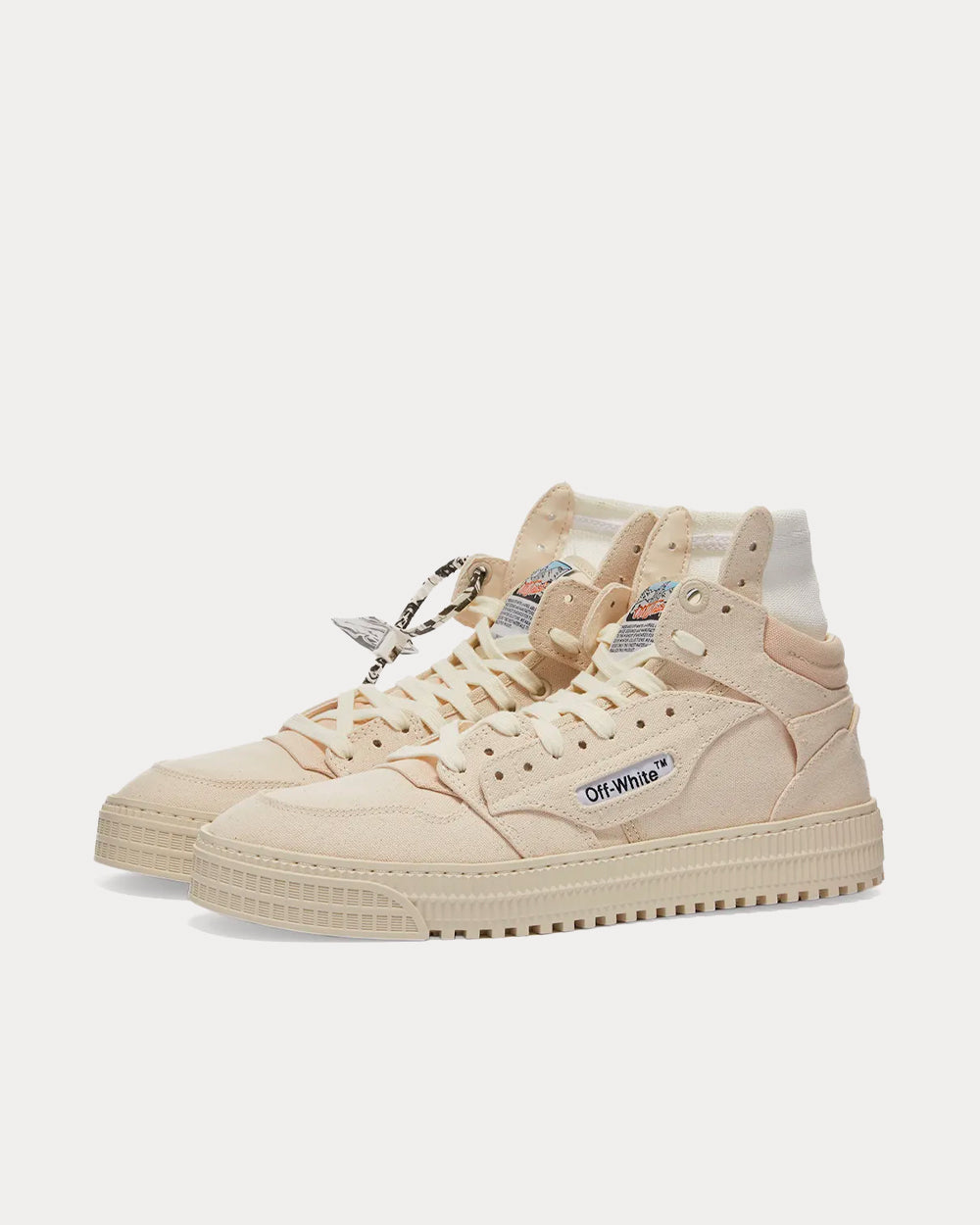 Off-White 3.0 Off Court Canvas Beige High Top Sneakers - 3