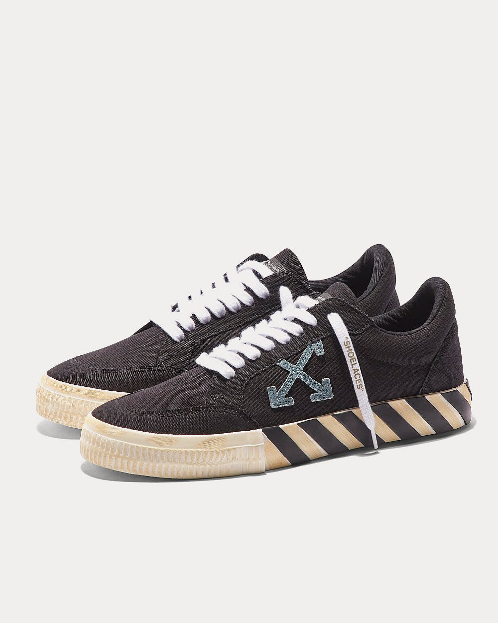 Off-White Vulcanized Eco Canvas Black Low Top Sneakers - 2