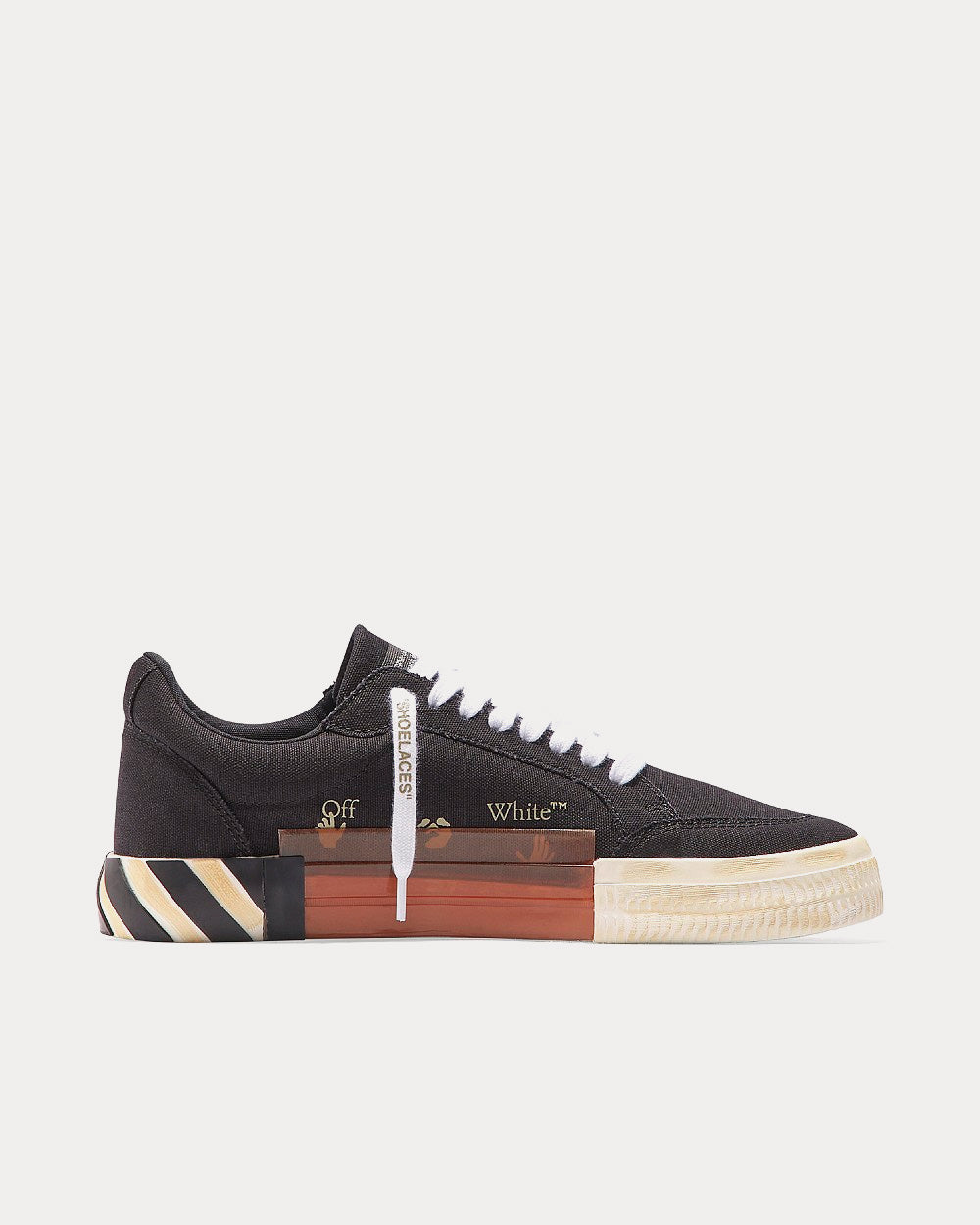 Off-White Vulcanized Eco Canvas Black Low Top Sneakers - 3