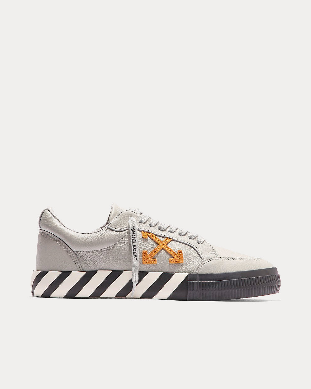 Off-White Vulcanized Leather Grey Low Top Sneakers - 1