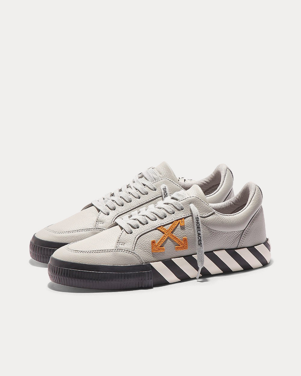 Off-White Vulcanized Leather Grey Low Top Sneakers - 2