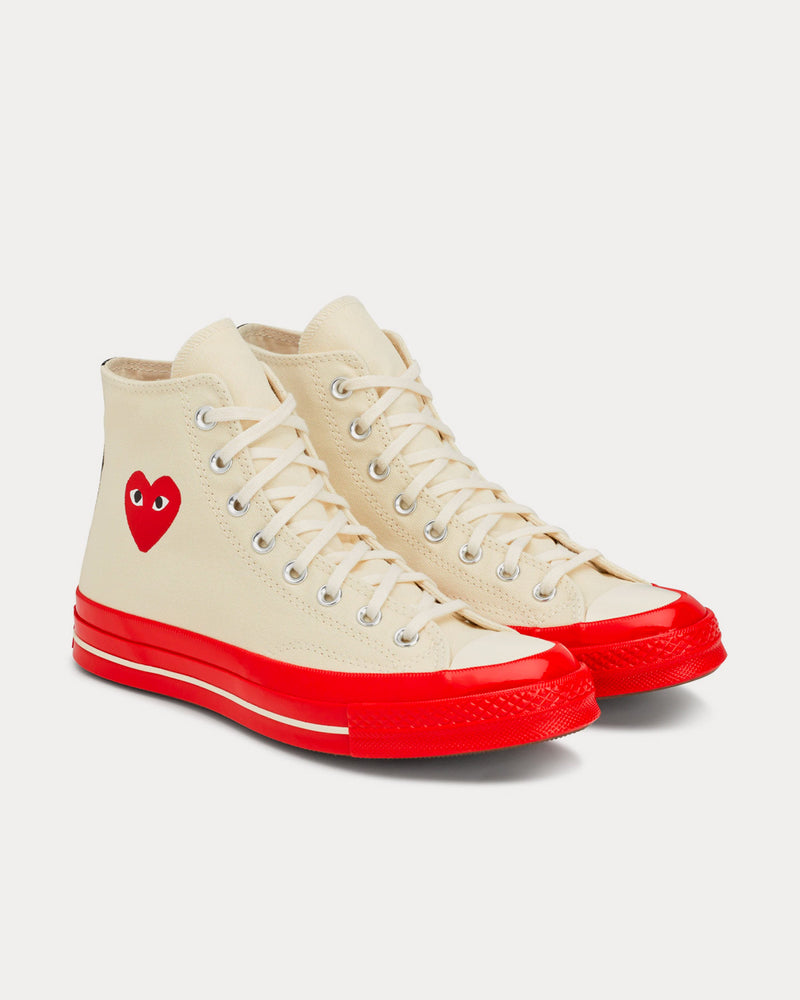 Converse x Comme des Garçons PLAY Chuck 70 White / Red High Top Sneakers - 3