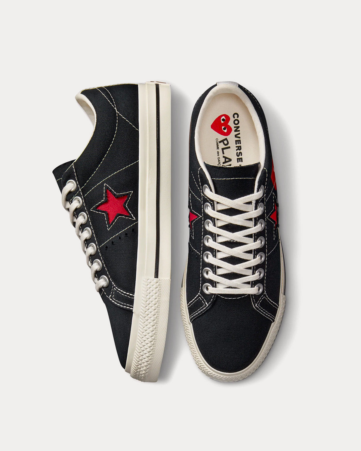 Converse x Comme des Garçons PLAY One Star Red Heart Black Low Top Sneakers - 2