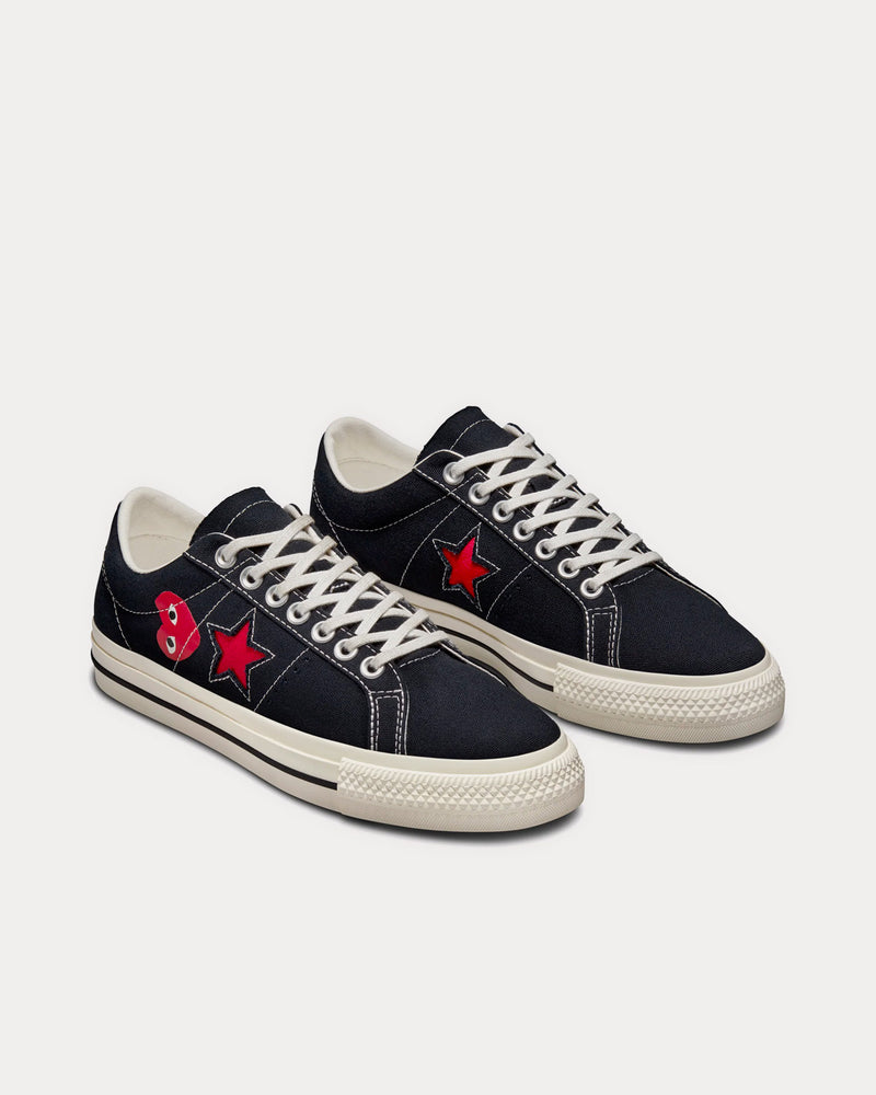 Converse x Comme des Garçons PLAY One Star Red Heart Black Low Top Sneakers - 3