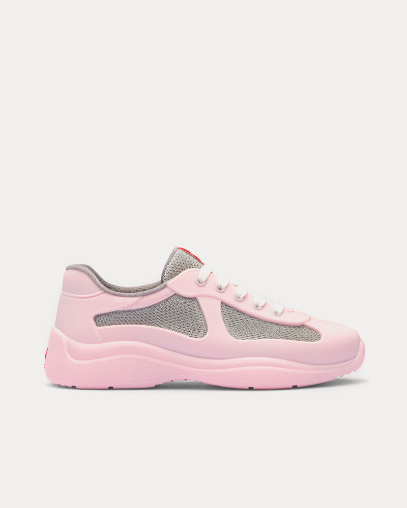 Prada America's Cup Soft Rubber & Bike Fabric Alabaster Pink Low Top Sneakers - 1