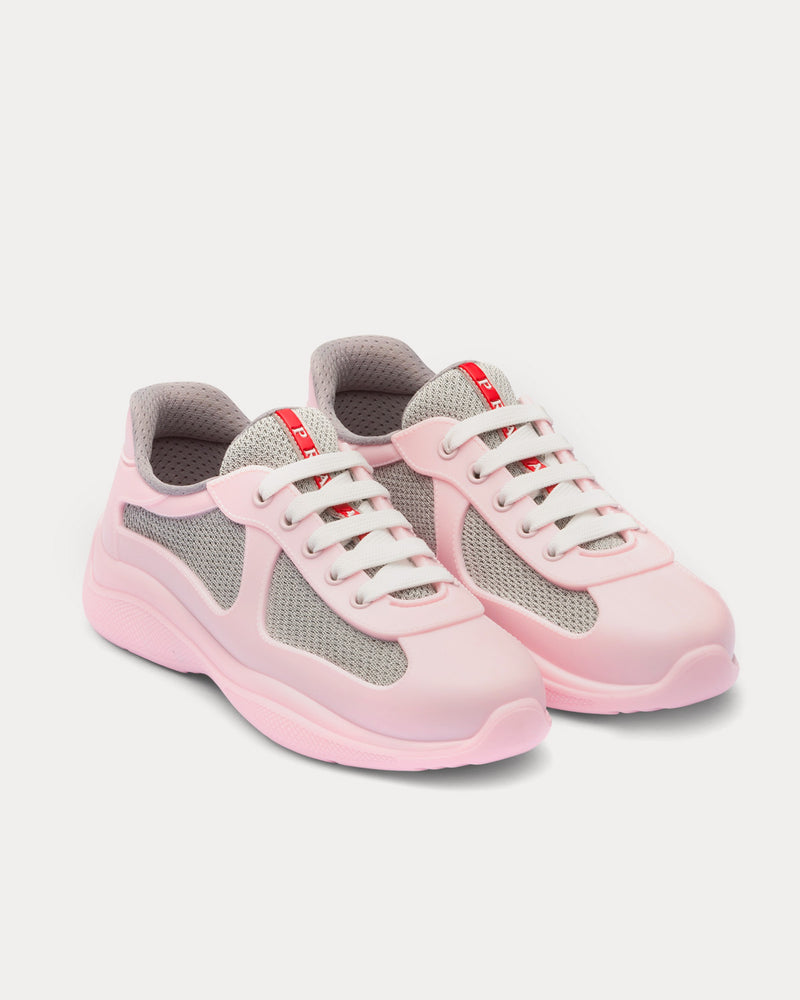 Prada America's Cup Soft Rubber & Bike Fabric Alabaster Pink Low Top Sneakers - 2