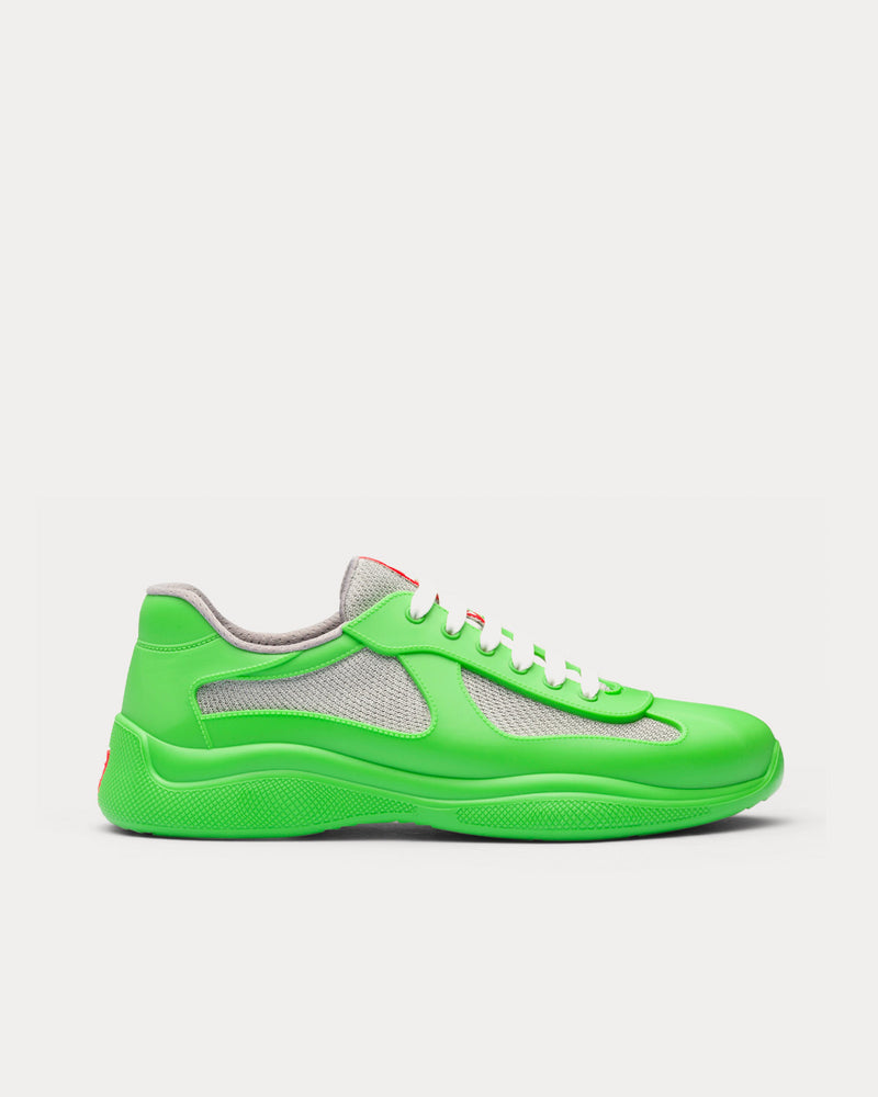 Prada America's Cup Soft Rubber & Bike Fabric Apple Green Low Top Sneakers - 1