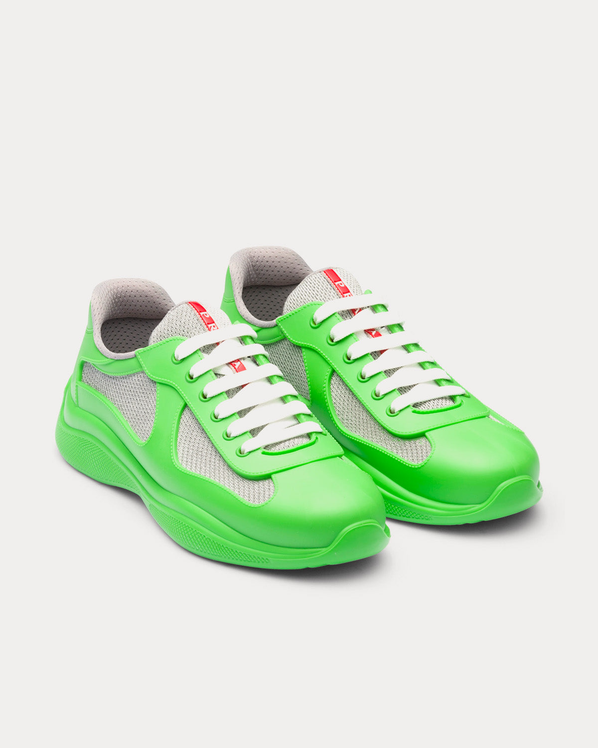 Prada America's Cup Soft Rubber & Bike Fabric Apple Green Low Top Sneakers - 2