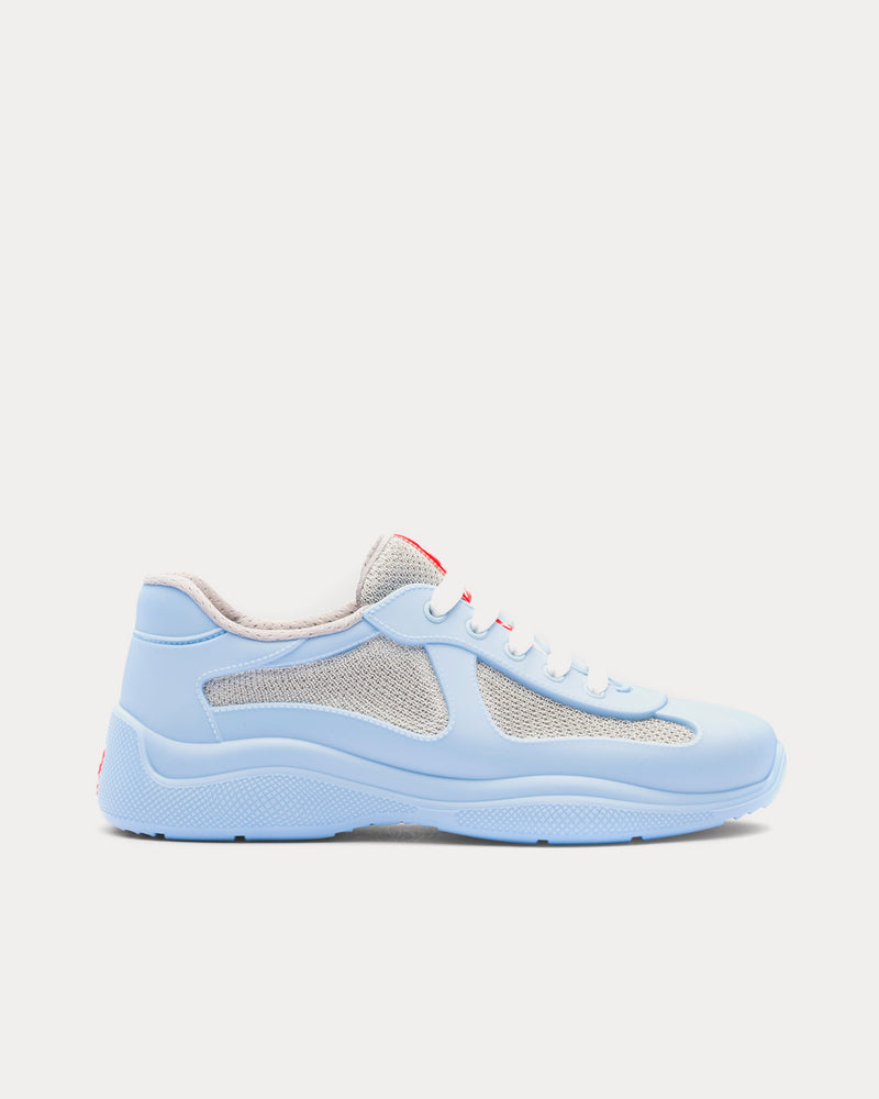 Prada America's Cup Soft Rubber & Bike Fabric Light Blue Low Top Sneakers - 1