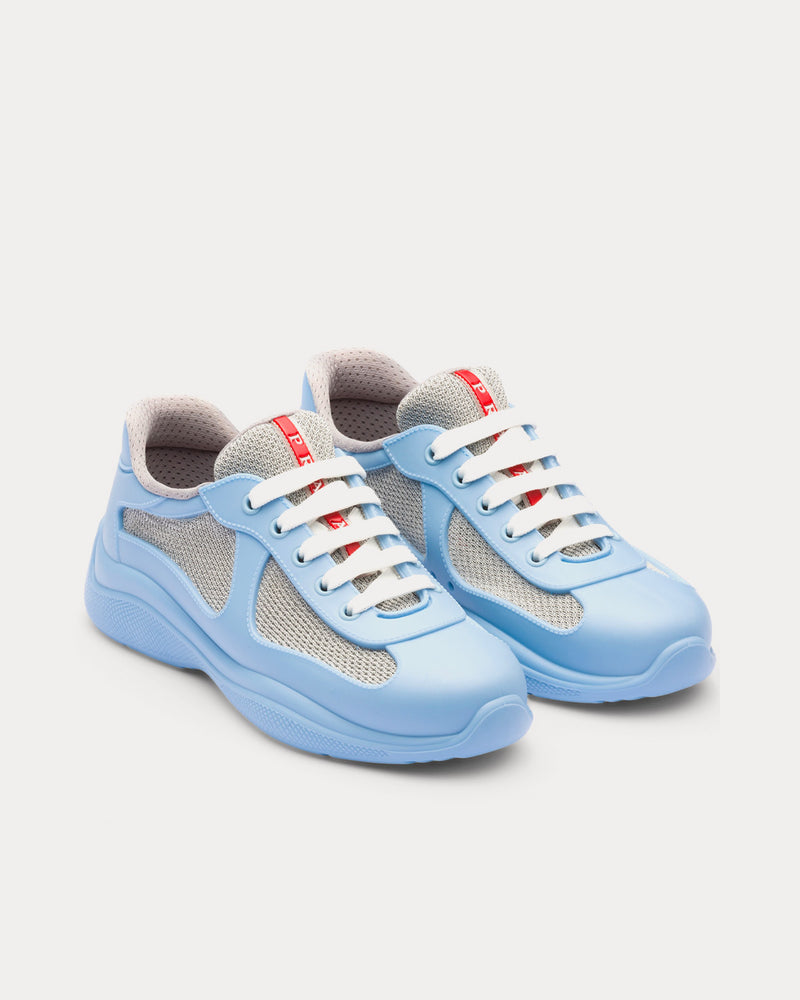 Prada America's Cup Soft Rubber & Bike Fabric Light Blue Low Top Sneakers - 2