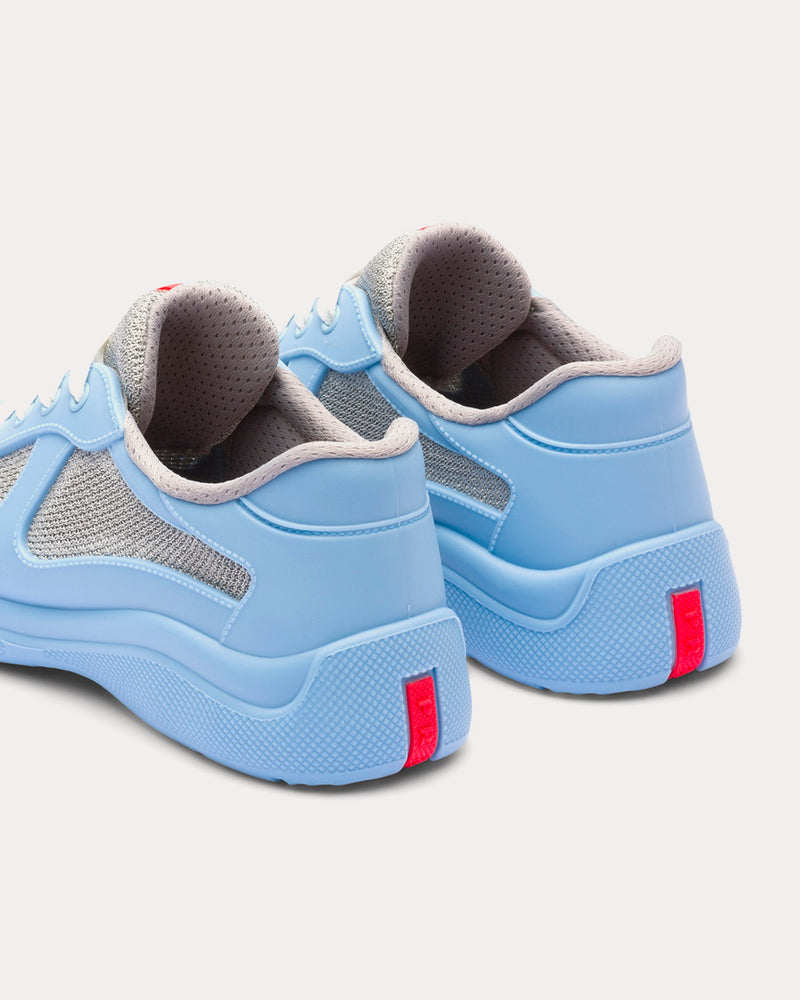 Prada America's Cup Soft Rubber & Bike Fabric Light Blue Low Top Sneakers - 3