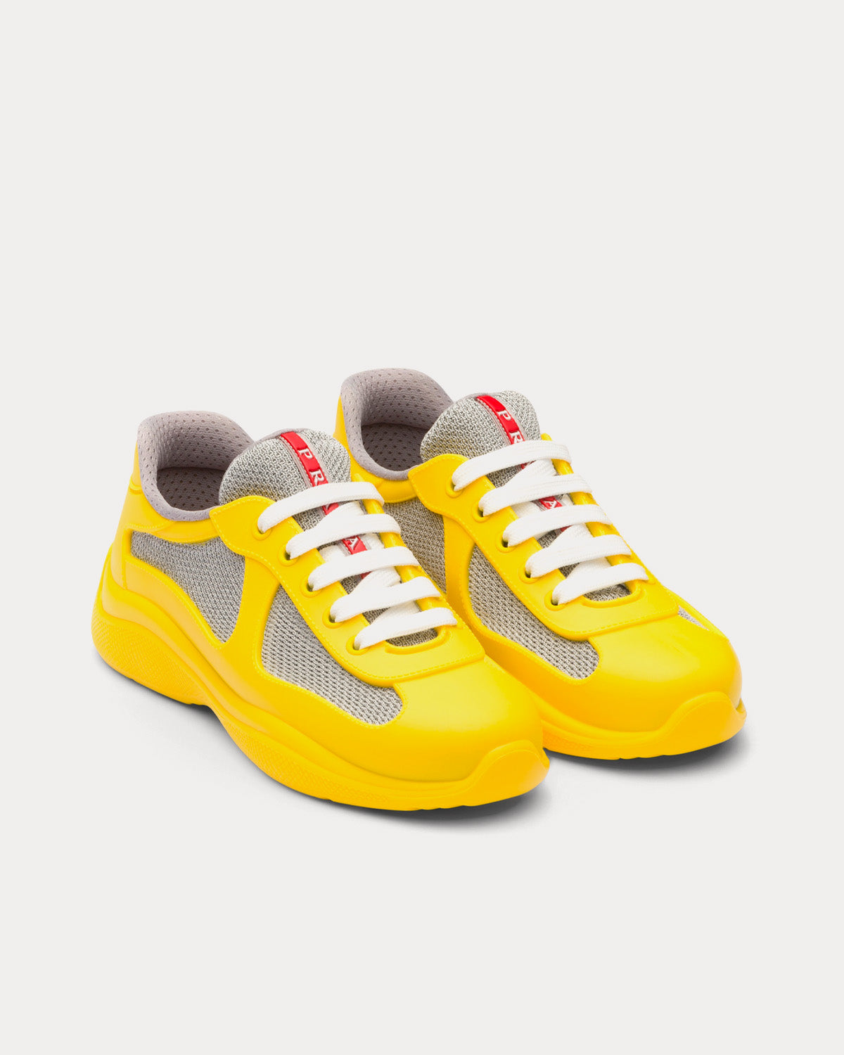 Prada America's Cup Soft Rubber & Bike Fabric Sunny Yellow Low Top Sneakers - 3