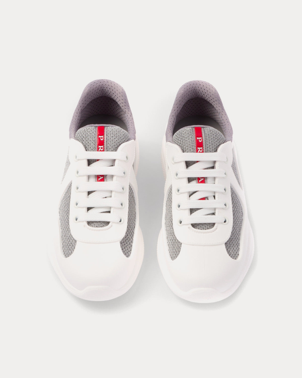 Prada America's Cup Soft Rubber & Bike Fabric White Low Top Sneakers - 2