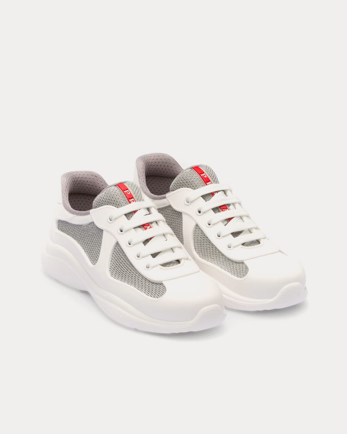 Prada America's Cup Soft Rubber & Bike Fabric White Low Top Sneakers - 3