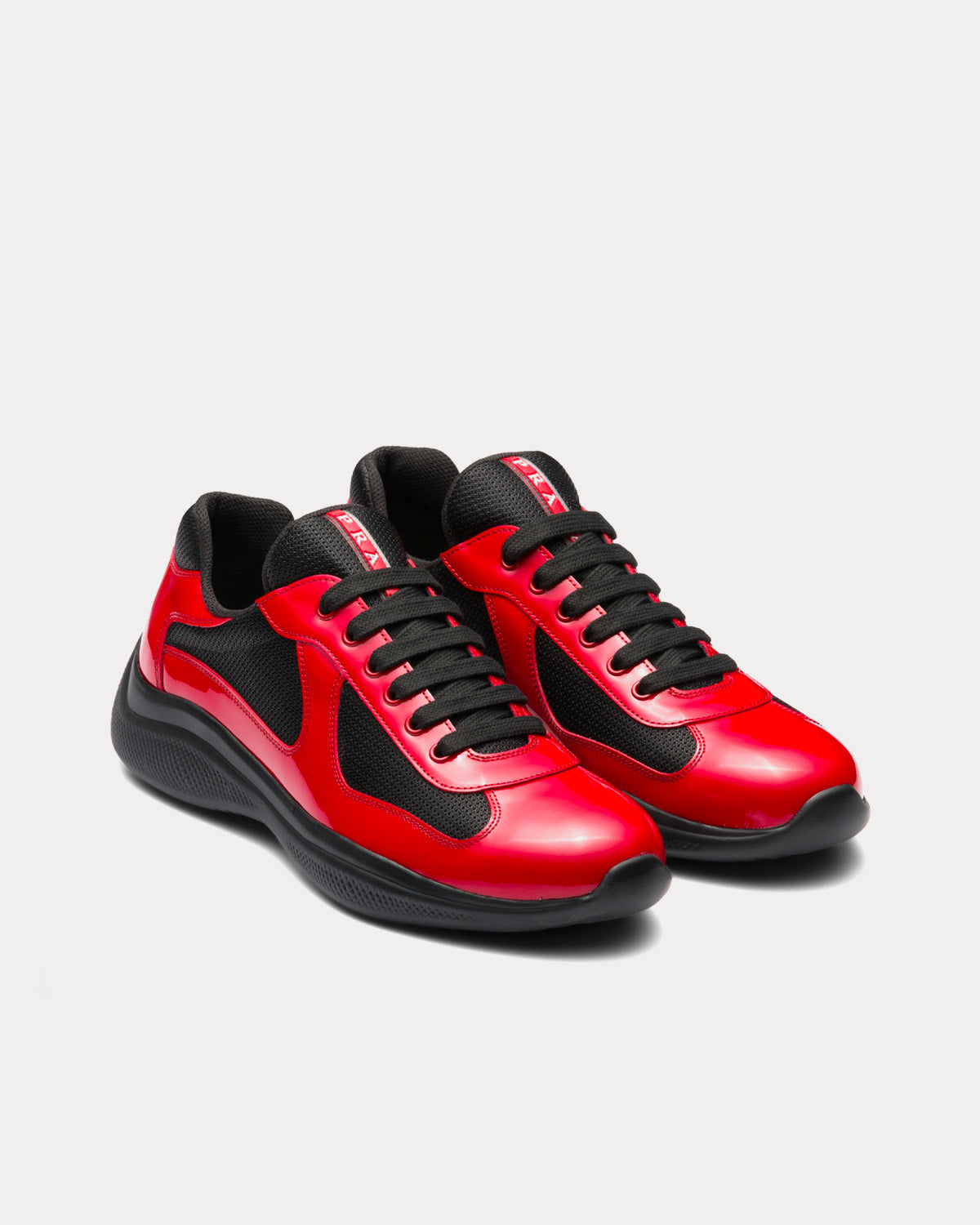 Prada America's Cup Patent Leather Red / Black Low Top Sneakers - 3