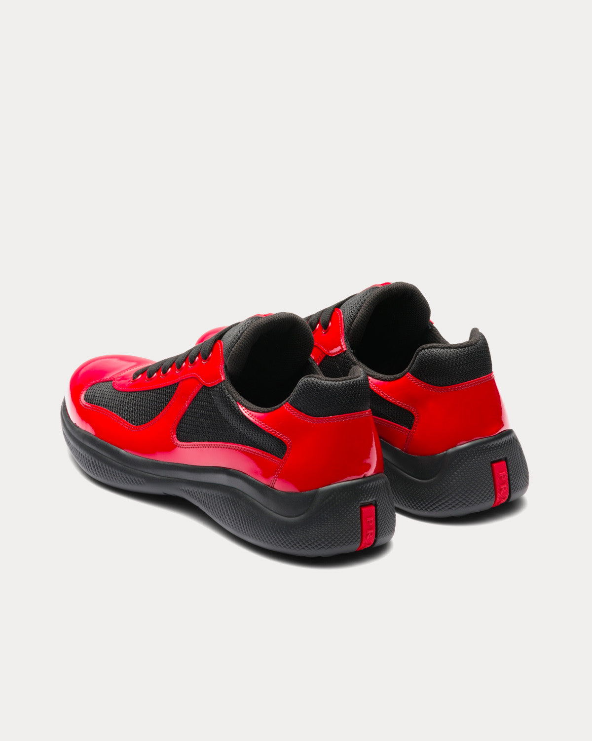 Prada America's Cup Patent Leather Red / Black Low Top Sneakers - 4