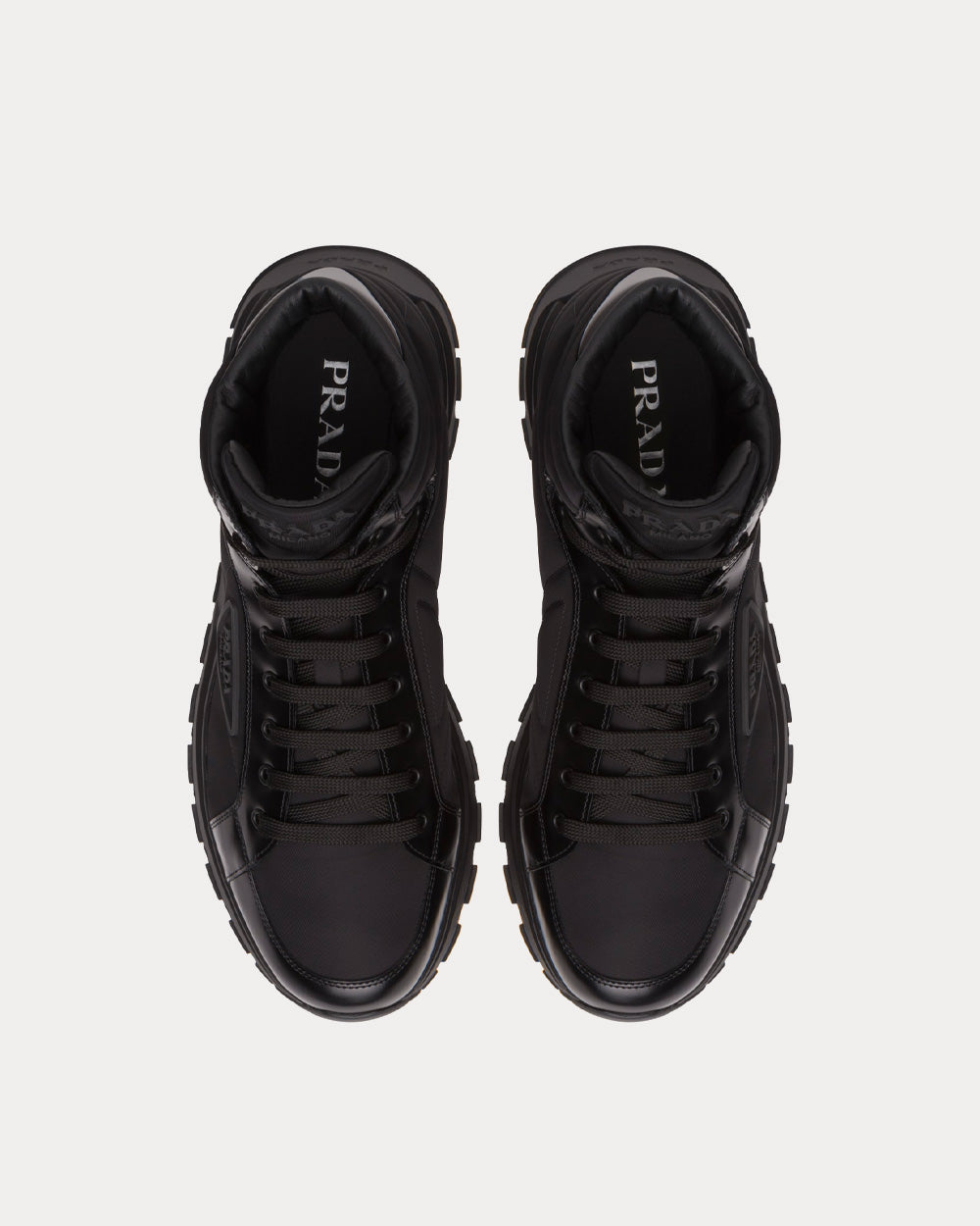 Prada PRAX 01 Re-Nylon & Brushed Leather Black High Top Sneakers - 2