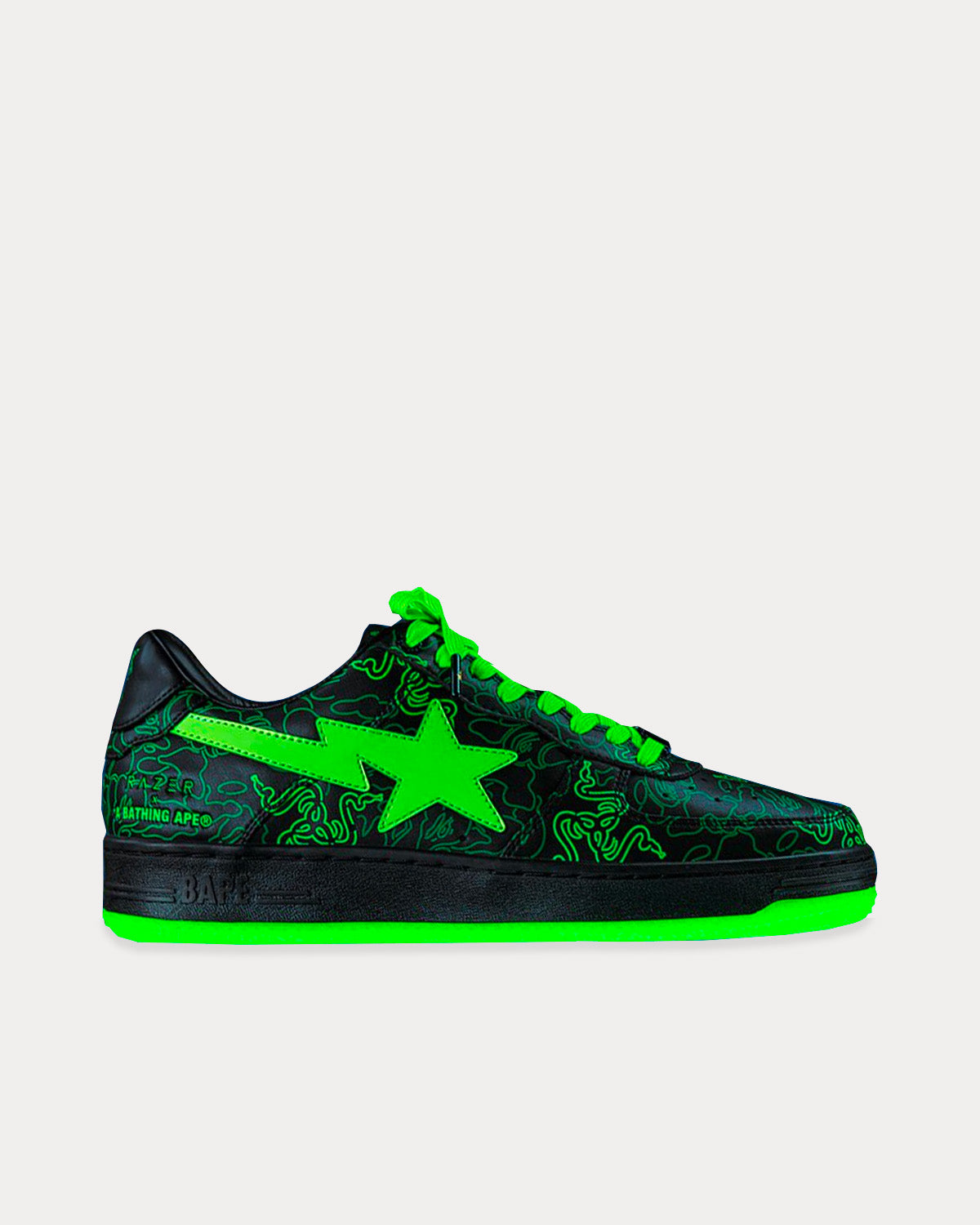 A Bathing APE x Razer M2 BAPE STA Green / Black Low Top Sneakers - 1