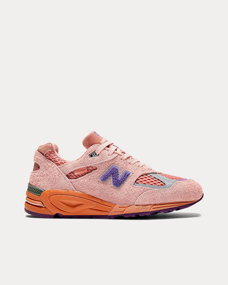 New Balance x Salehe Bembury MADE in USA 990v2  Misty Rose with Terra Cotta & Purple Passion Low Top Sneakers - 1