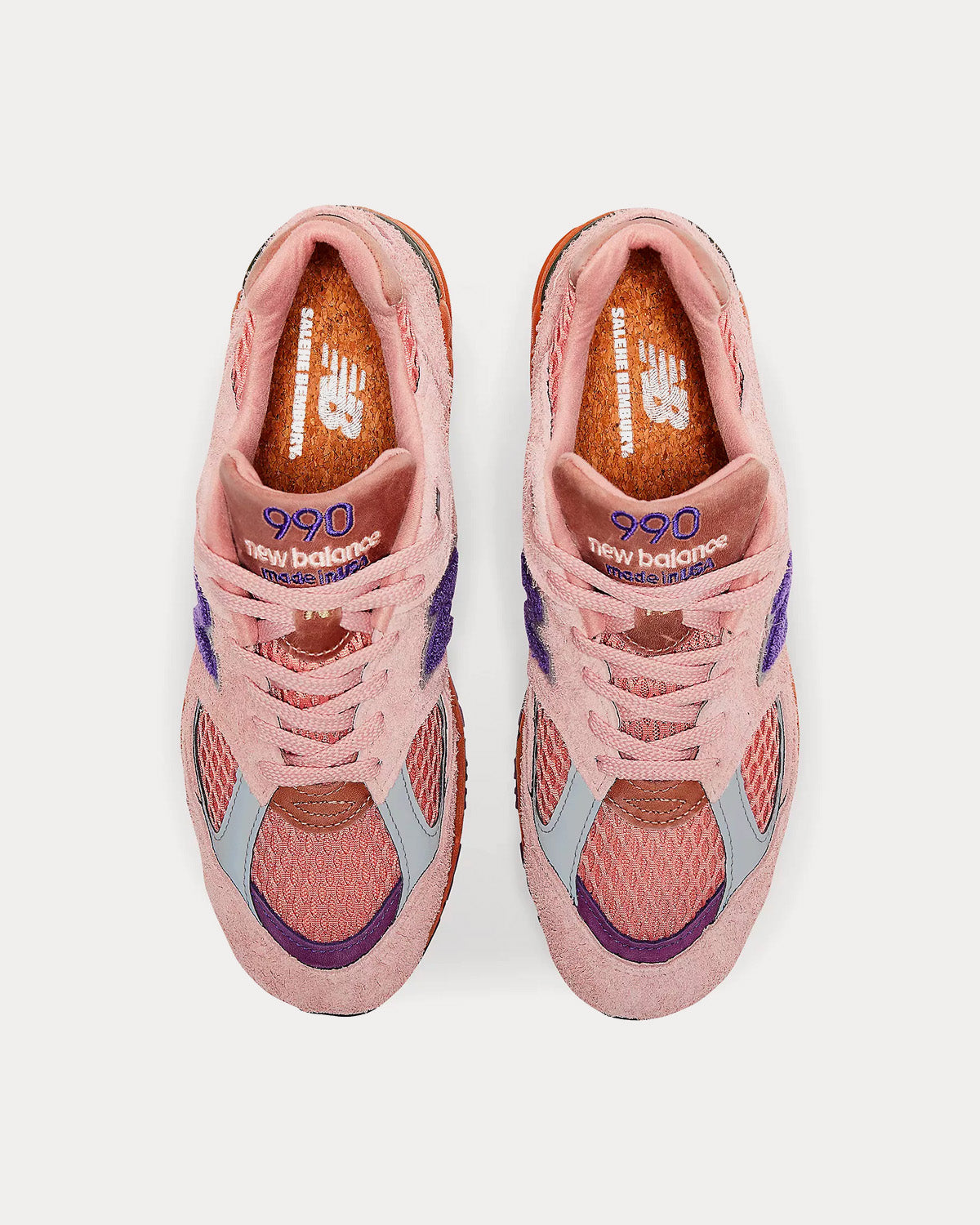 New Balance x Salehe Bembury MADE in USA 990v2  Misty Rose with Terra Cotta & Purple Passion Low Top Sneakers - 2