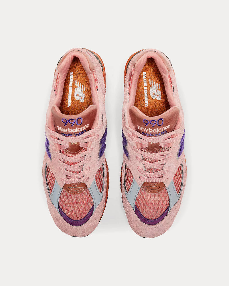 New Balance x Salehe Bembury MADE in USA 990v2  Misty Rose with Terra Cotta & Purple Passion Low Top Sneakers - 2