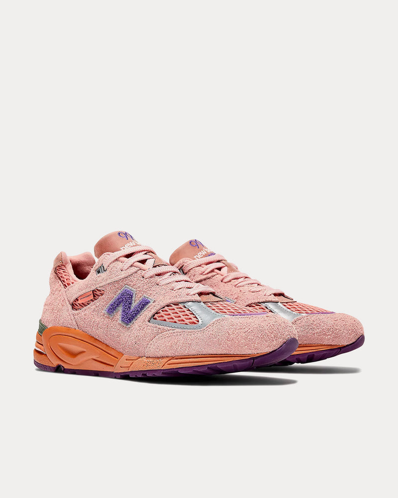 New Balance x Salehe Bembury MADE in USA 990v2  Misty Rose with Terra Cotta & Purple Passion Low Top Sneakers - 3