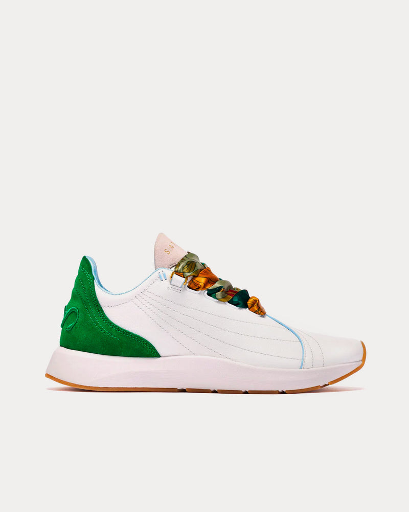 Saysh Two White / Green Low Top Sneakers - 1