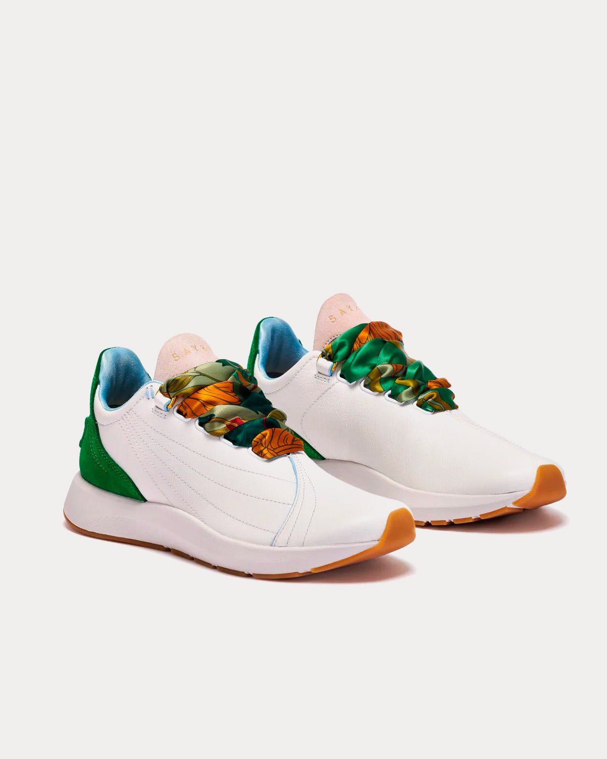 Saysh Two White / Green Low Top Sneakers - 3